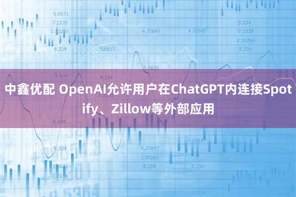 中鑫优配 OpenAI允许用户在ChatGPT内连接Spotify、Zillow等外部应用