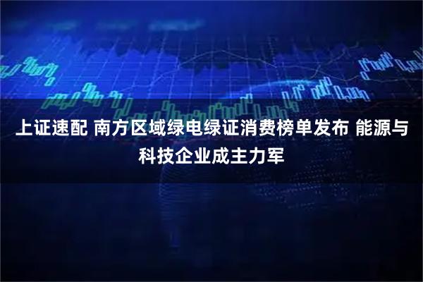 上证速配 南方区域绿电绿证消费榜单发布 能源与科技企业成主力军