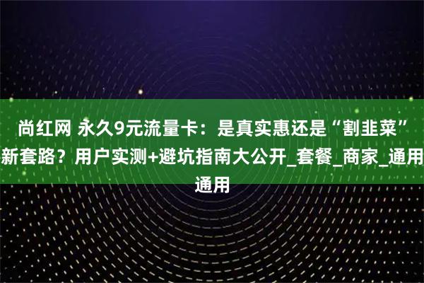 尚红网 永久9元流量卡：是真实惠还是“割韭菜”新套路？用户实测+避坑指南大公开_套餐_商家_通用